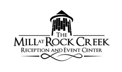 Logo for The Mill at Rock Creek with stylized mill graphic, inspired by river tubing adventures.